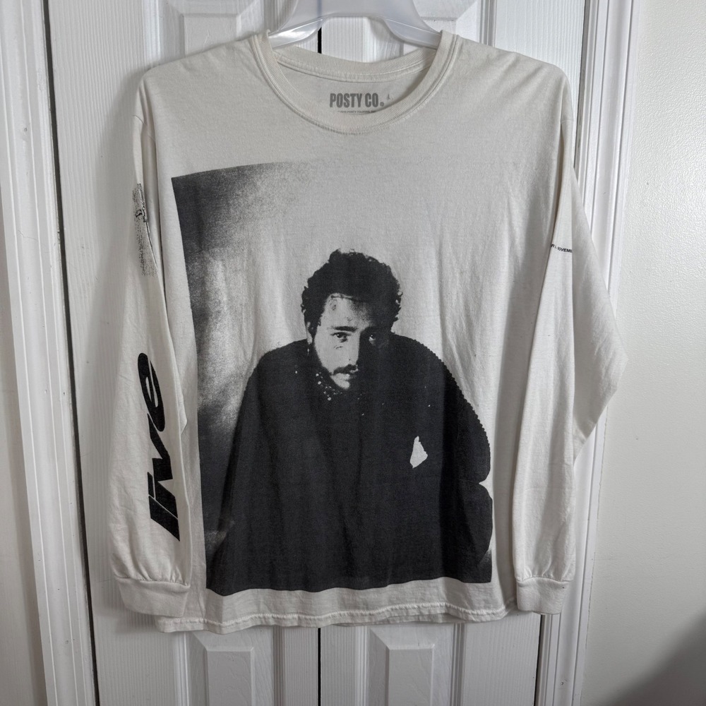 Posty Co Post Malone Runaway Tour Tee Large White Long Sleeve Streetwear Grunge